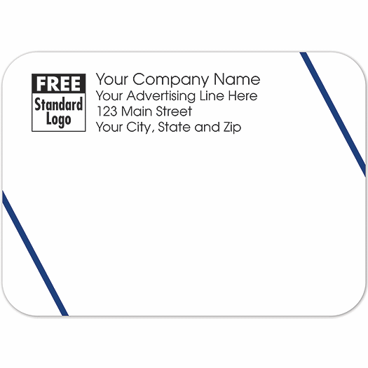 Rectangular Mailing Label Double Blue Angled Lines 3.87x2.81