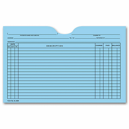 Printed Card File Pocket, Single Column, Blue