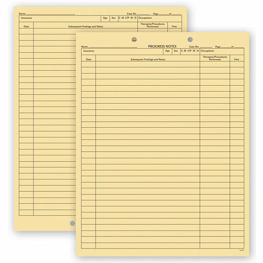Exam Progress Notes, 2 Sided, 2 Hole Punch, Buff Bond