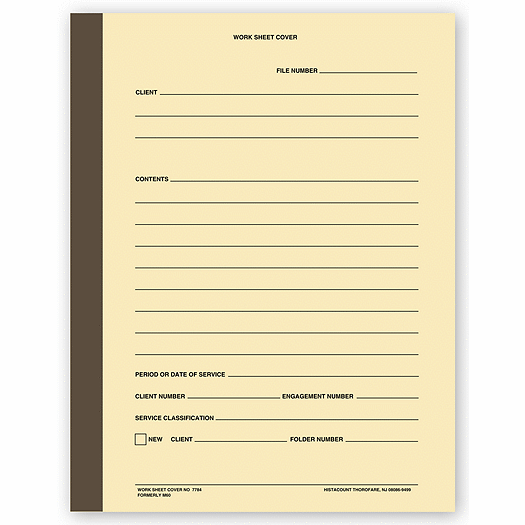 Binders, Work Sheet