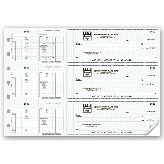 3-On-A-Page Business Size Checks for Hourly Payroll