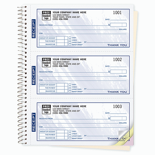 Cash Receipt Books, Colors Design, 3 To Page
