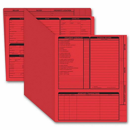Real Estate Folder, Right Panel List, Letter Size, Red