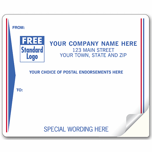 Mailing Labels, Laser/Inkjet, White w/ Blue/Red Stripe