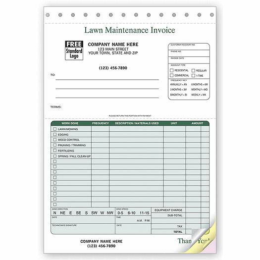 Landscaping Invoice - 6 3/8 x 8 1/2