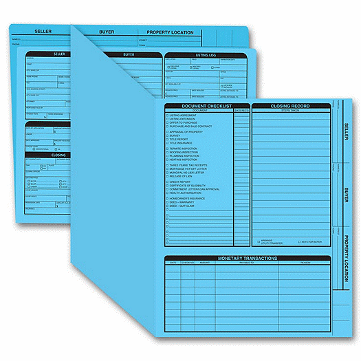 Real Estate Folder, Right Panel List, Letter Size, Blue
