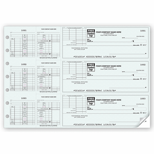 3-On-A-Page Payroll Check With Corner Voucher