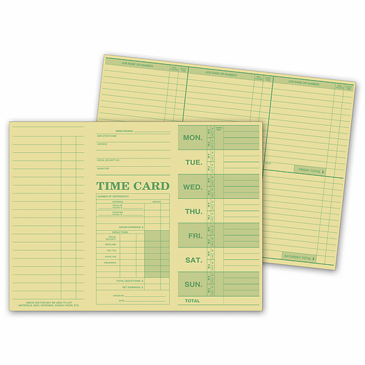 Weekly Time Card, Tag Stock