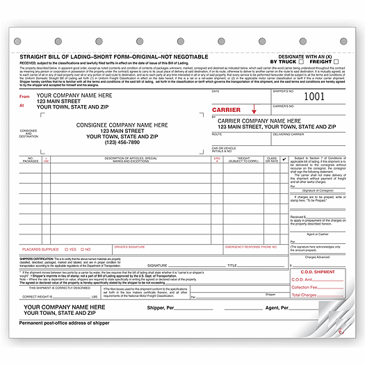 Bills of Lading - Small Carbonless