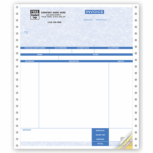 Service Invoices, Continuous, Parchment