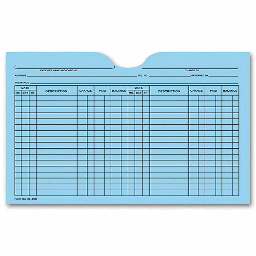 Printed Card File Pocket, Double Column, Blue