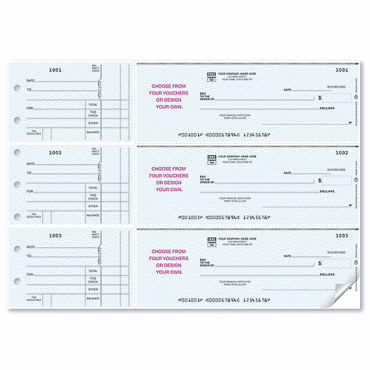 3-On-A-Page Business Size Checks, With Choice of Voucher