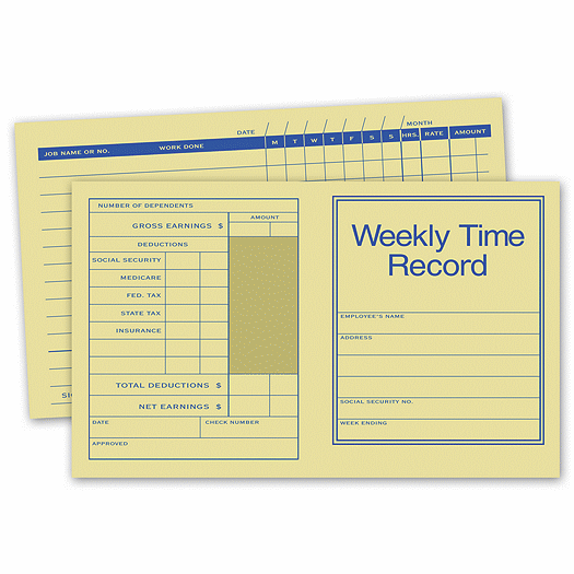 Pocket Size Weekly Time Records