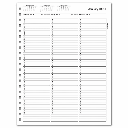TimeScan 1 Col Looseleaf Book - 15 Min, 8am-10pm w/extra hr