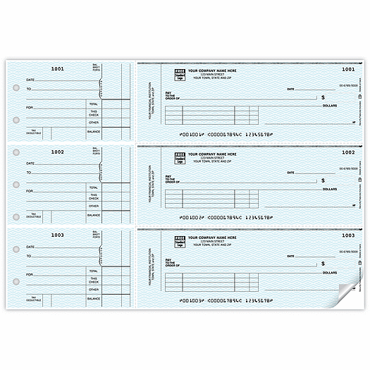 3-On-A-Page Business Size Checks, with Side-Tear Vouchers