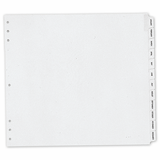 Monthly Index Divider 8 1/2 x 11