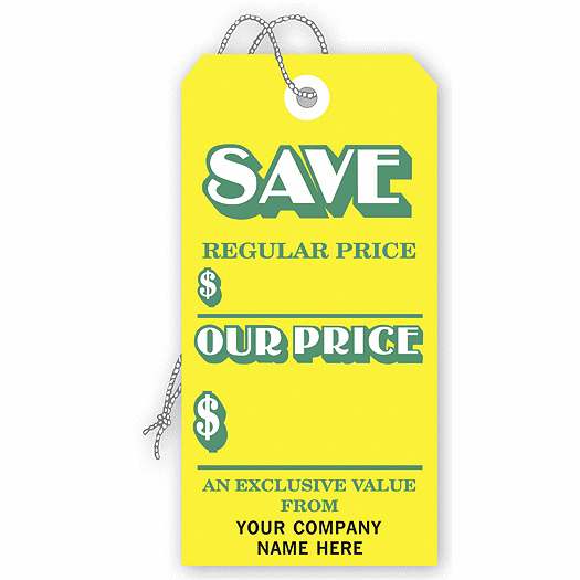 Save  Tags, Stock,Yellow, Large