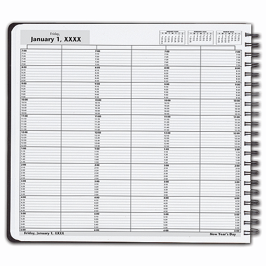 DayScan 6 Col Wirebound Book - 10 Min, 7am-6pm