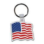 Flag Shaped Soft Plastic Key Chain 1-7/8