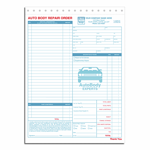 Auto Body Repair Orders