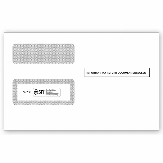2020 1099 2-Up Double-Window Envelope, Self-Seal