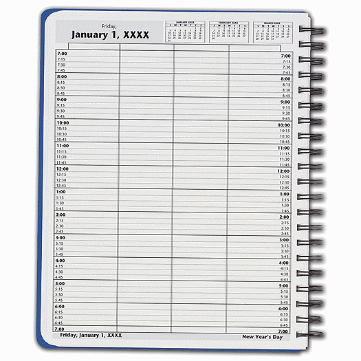 DayScan 4 Col Wirebound Book - 15 Min, 7am-7pm