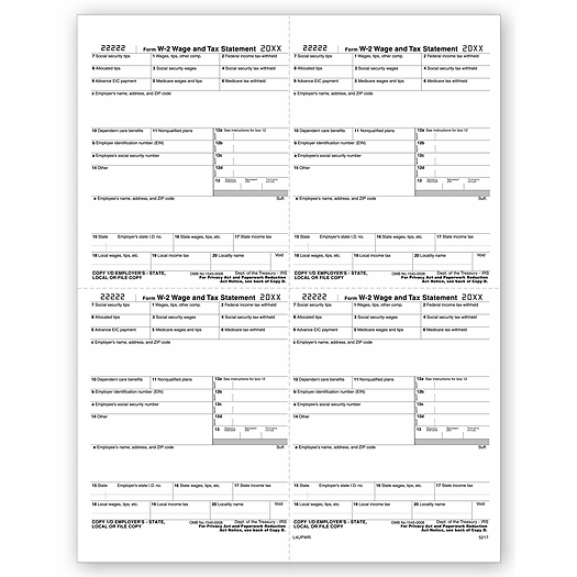 2020 4-Up Laser W-2, Employer Copy, W-Style