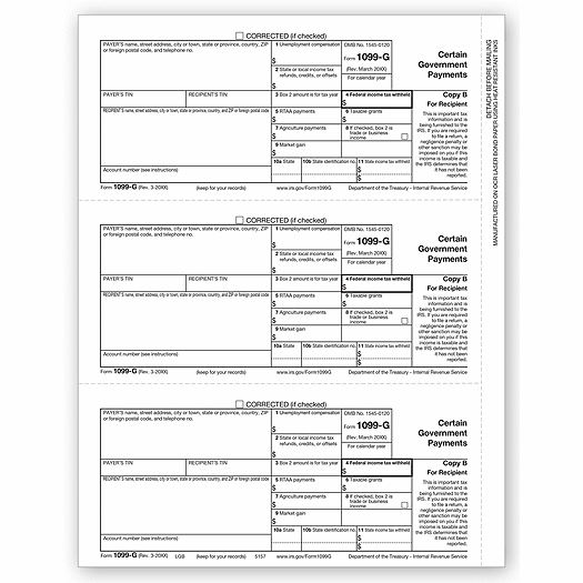 2020 Laser 1099-G, Payer and/or Borrower Copy B