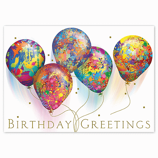 Painted Balloons Birthday Greeting Cards