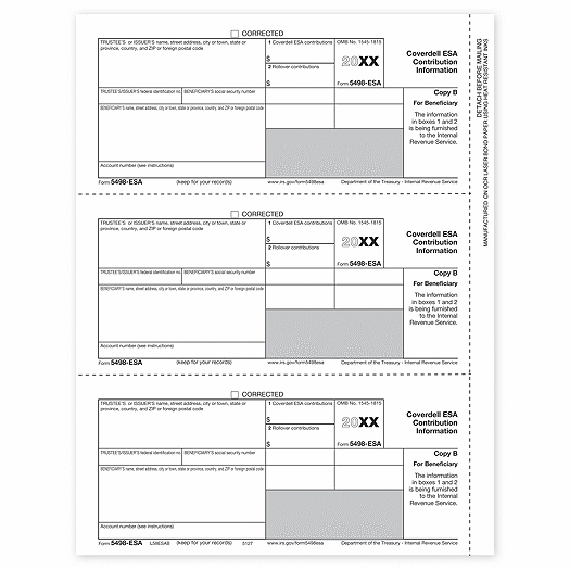 2020 Laser 5498-ESA, Beneficiary Copy B