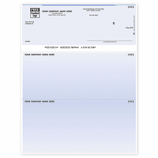 Unlined Laser Check, Microsoft Office Accounting Compatible