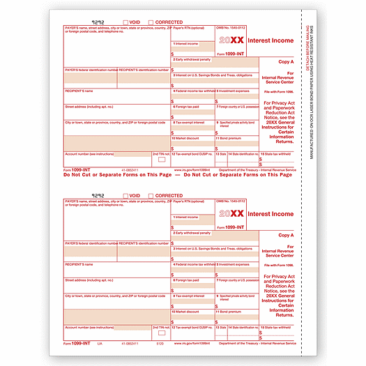 2020 Laser 1099-INT Income, Federal Copy A