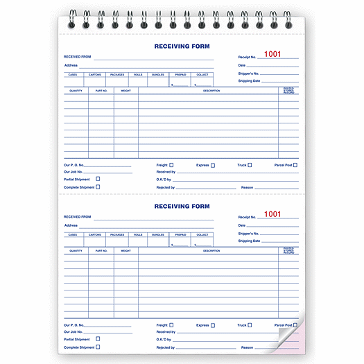 Booked Receiving Forms