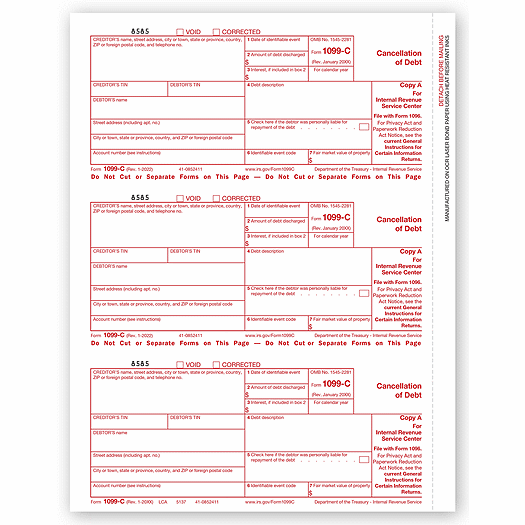 2020 Laser 1099-C, Federal Copy A