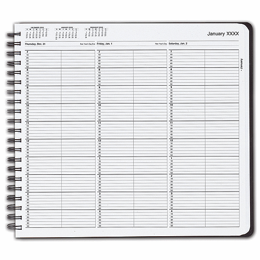 TimeScan 2 Col Wirebound Book - 10 Min, 7am-5pm