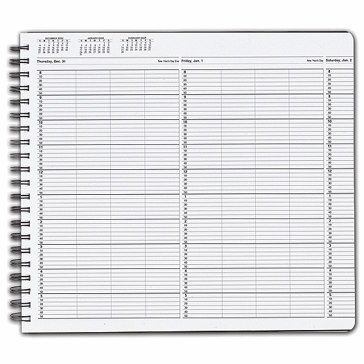 TimeScan 4 Col Wirebound Book - 10 Min, 8am-6pm