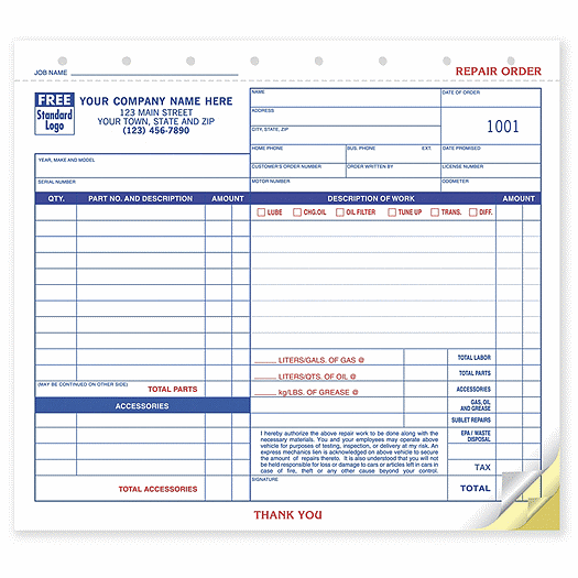 Repair Orders, Garage, Carbon, Small Format