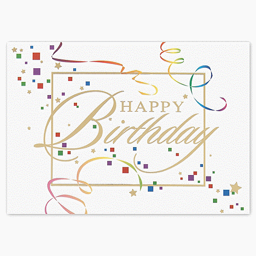 Streamers & Confetti Happy Birthday Cards