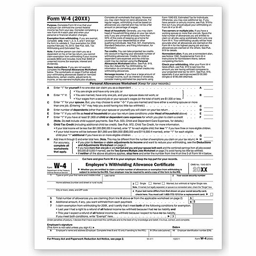 W-4 Employee's Withholding Allowance Certificate