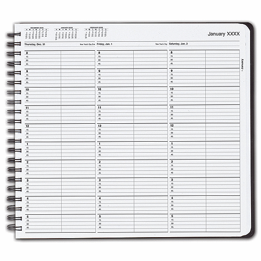 TimeScan 2 Col Wirebound Book - 15 Min, 8am-6pm
