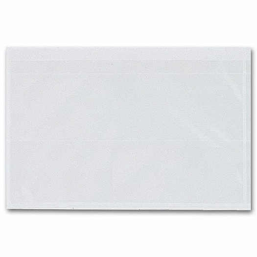 Adhesive Transparent Plastic File Pockets, 8 1/2  x 5 1/4