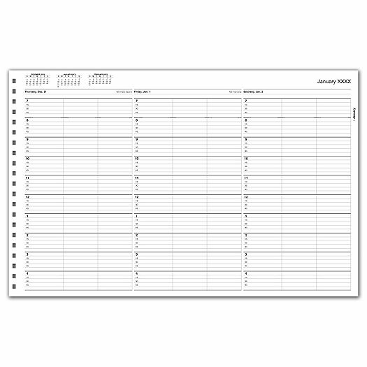 TimeScan 3 Col Looseleaf Book - 15 Min, 7am-5pm