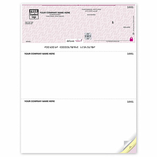 Deluxe High Security Susan G. Komen Laser Top Check