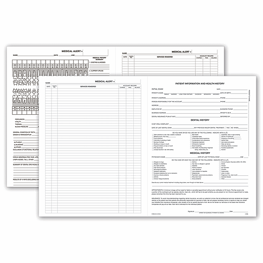 Four-Page Dental Exam Record, Without Treatment Plan