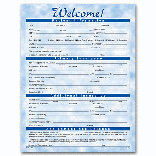 One-Sided Registration Form, Bright Skies Design
