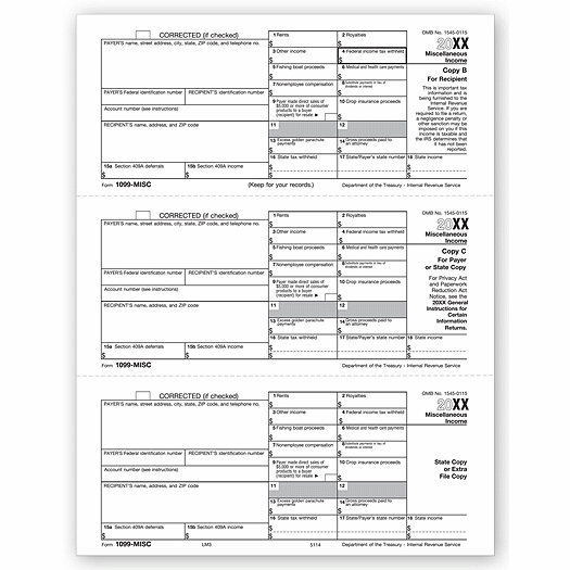 2020 3-Up Laser 1099-MISC Income, Bulk