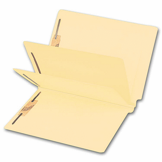 End Tab Double Divider Manila Folder, 14 pt, Multi-Fastener
