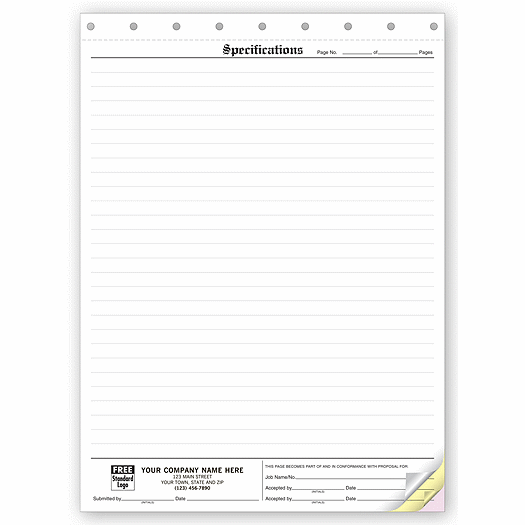 Specifications Forms