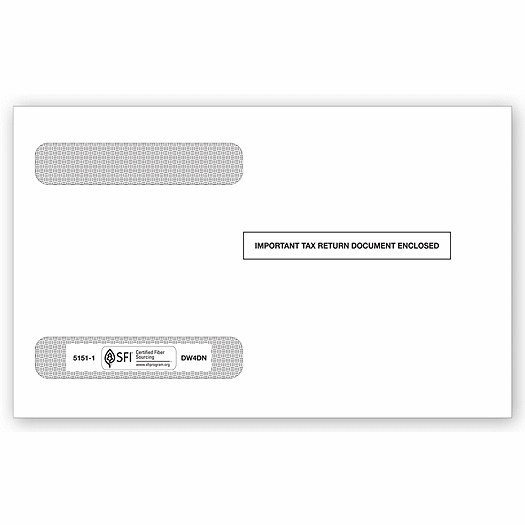 2020 4-Up Horizontal Laser W-2 Double-Window Envelope