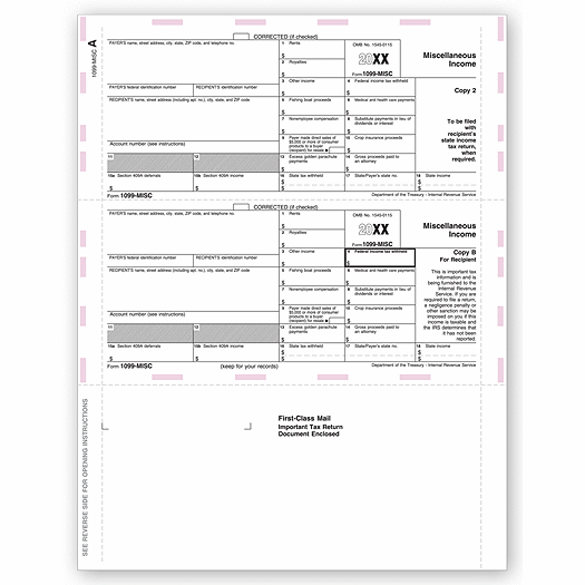 2020 Laser 1099-MISC Income, Pressure Seal